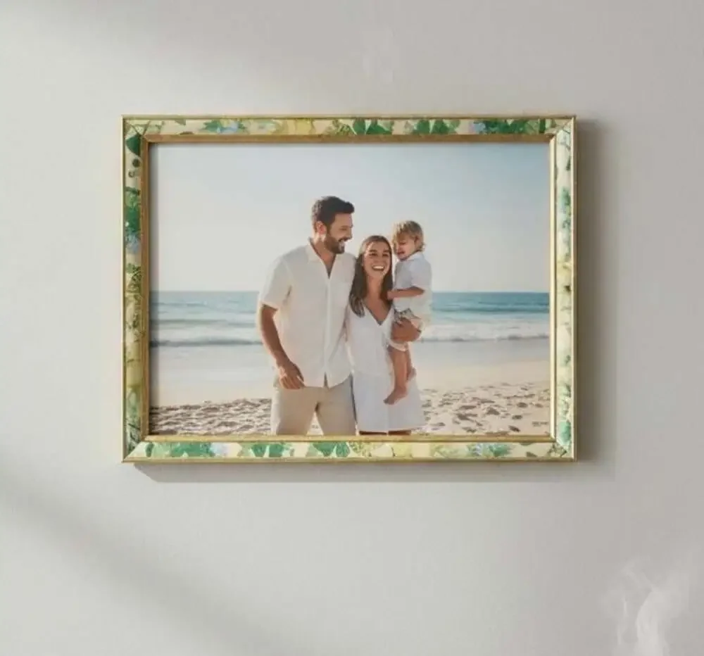 Vintage Gold and Green Floral Decorative Picture Frame 10x14